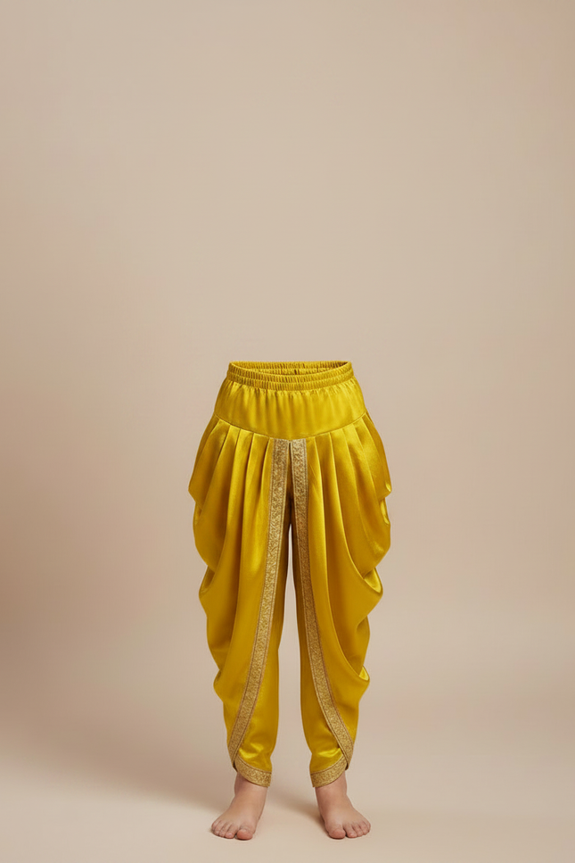 Pantalon Jupe Satiné Jaune Drapé Doré Enfant - vue 3