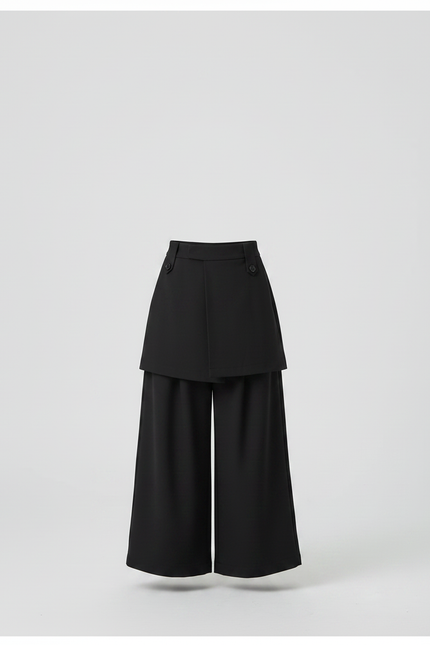 Pantalon Jupe Noir Ample Superposé Élégant Fille - Polyester - vue 3