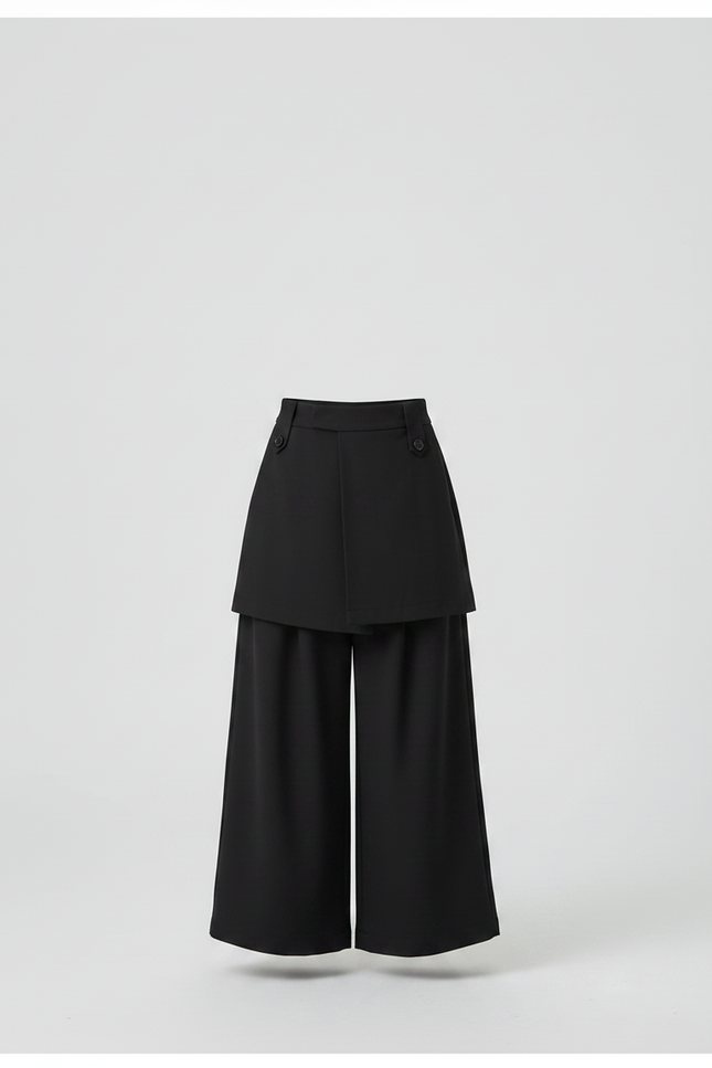 Pantalon Jupe Noir Ample Superposé Élégant Fille - Polyester - vue 3
