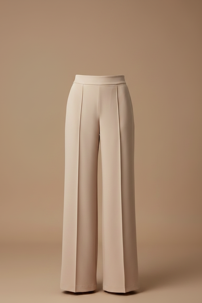 Pantalon Jupe Beige Évasé Plissé Fluide Élégant - Polyester - vue 3