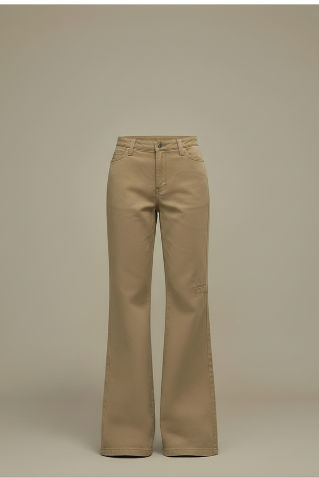 Pantalon Jupe Kaki Évasé Taille Haute Asymétrique - Gabardine - vue 3