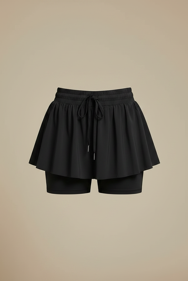 Pantalon Jupe Noir Fluide Sportif Intégré Léger - Polyester - vue 3