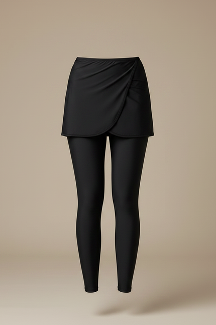 Pantalon Jupe Noir Uni Crossover Confortable Femme - Polyester - vue 3