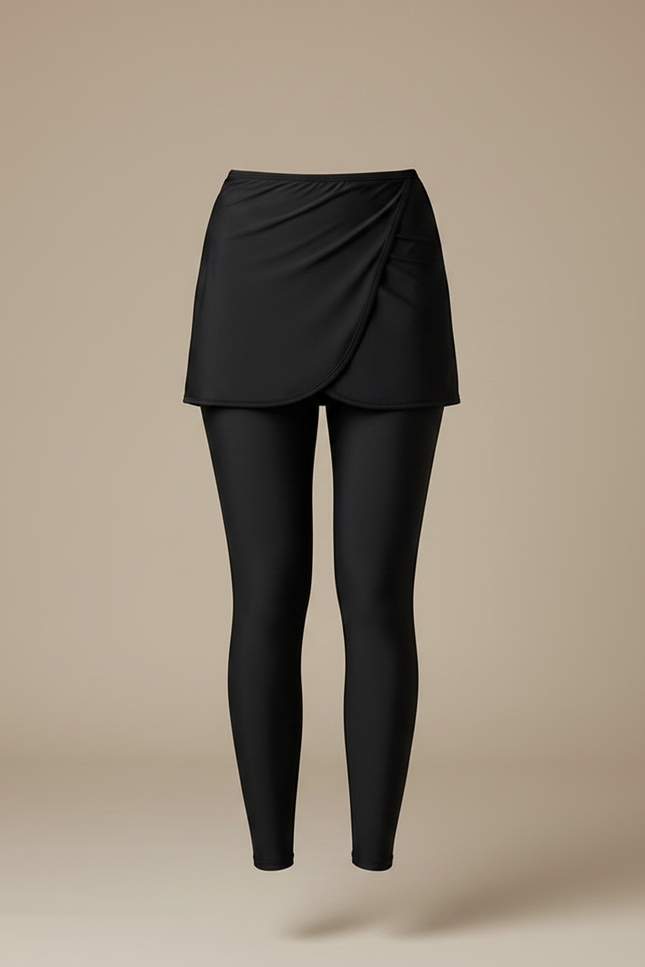 Pantalon Jupe Noir Uni Crossover Confortable Femme - Polyester - vue 3