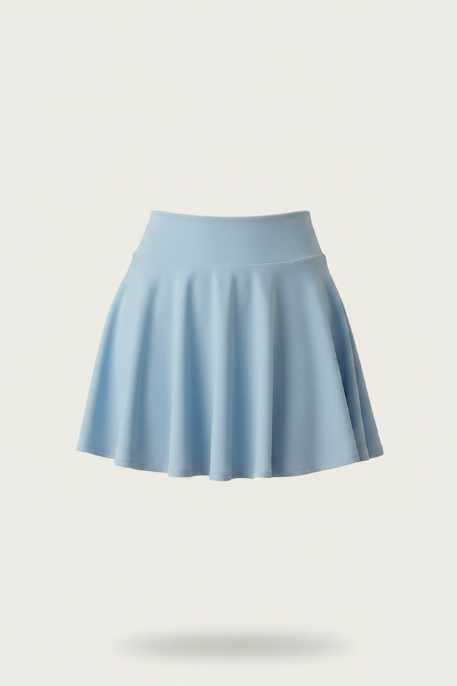 Pantalon Jupe Bleu Ciel Plissé Évasé Mini Décontracté - Polyester - vue 3