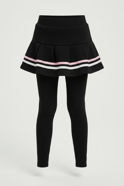 Pantalon Jupe Noir Plissé Rayé Chaud Enfant - Molleton - vue 3