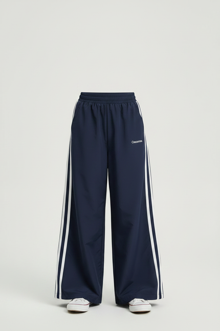 Pantalon Jupe Bleu Marine Rayures Blanches Sportif Ample - Polyester - vue 3