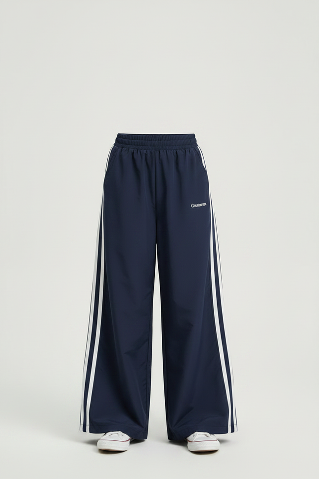 Pantalon Jupe Bleu Marine Rayures Blanches Sportif Ample - Polyester - vue 3