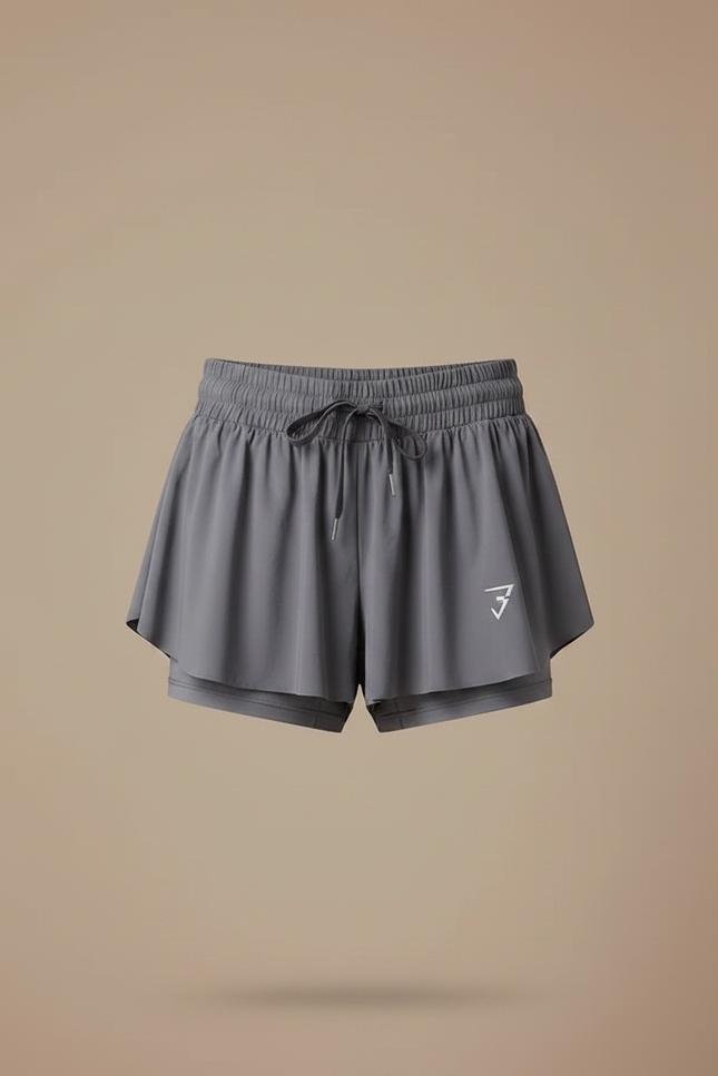 Pantalon Jupe Gris Fluide Ample Sportif Intégré - Polyester - vue 3