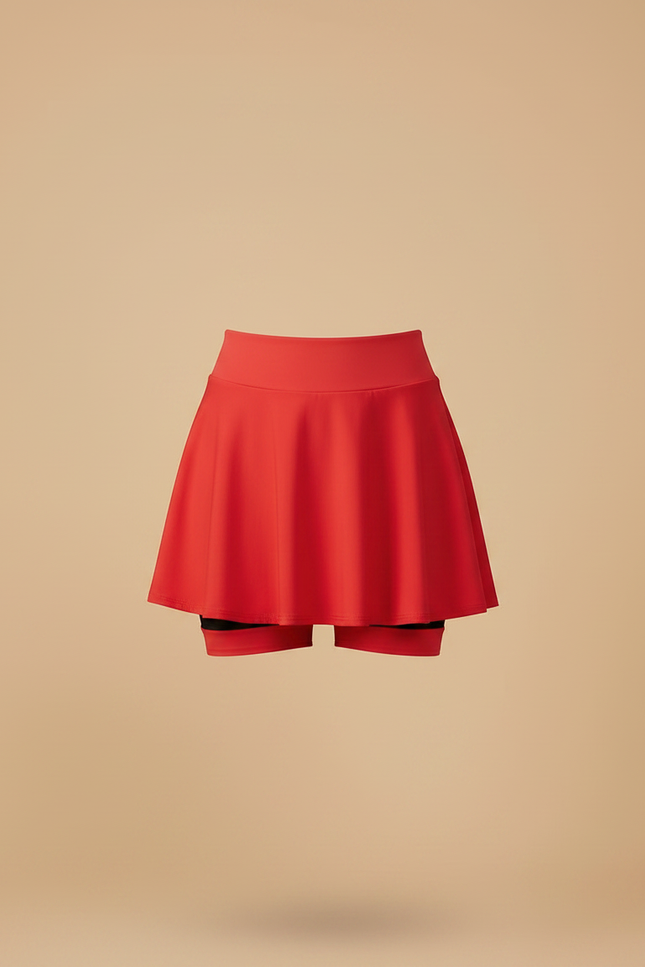 Pantalon Jupe Rouge Évasée Mini Décontractée Fluide - Polyester - vue 3