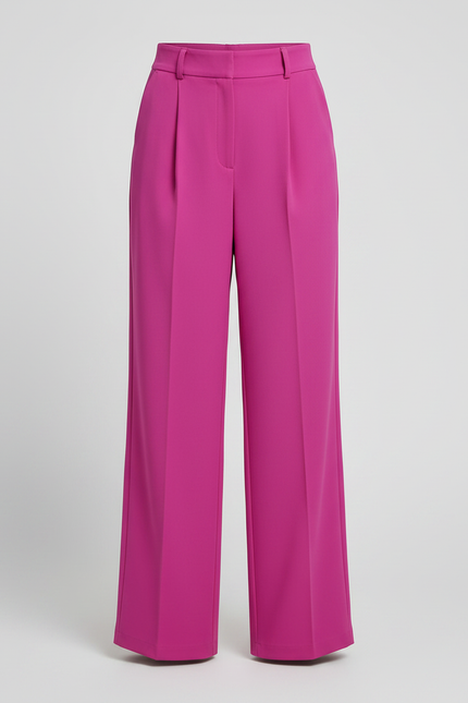Pantalon Jupe Fuchsia Plissé Évasé Fluide Court - Rose Polyester - vue 3