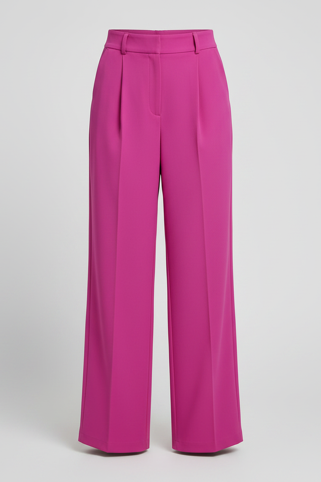 Pantalon Jupe Fuchsia Plissé Évasé Fluide Court - Rose Polyester - vue 3