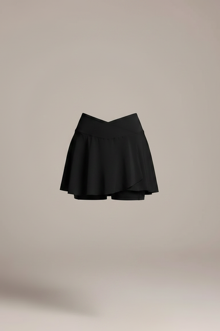 Pantalon Jupe Noir Évasé Court Sportif Intégré - Polyester - vue 3