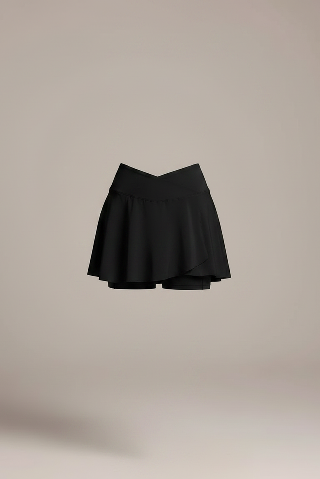 Pantalon Jupe Noir Évasé Court Sportif Intégré - Polyester - vue 3