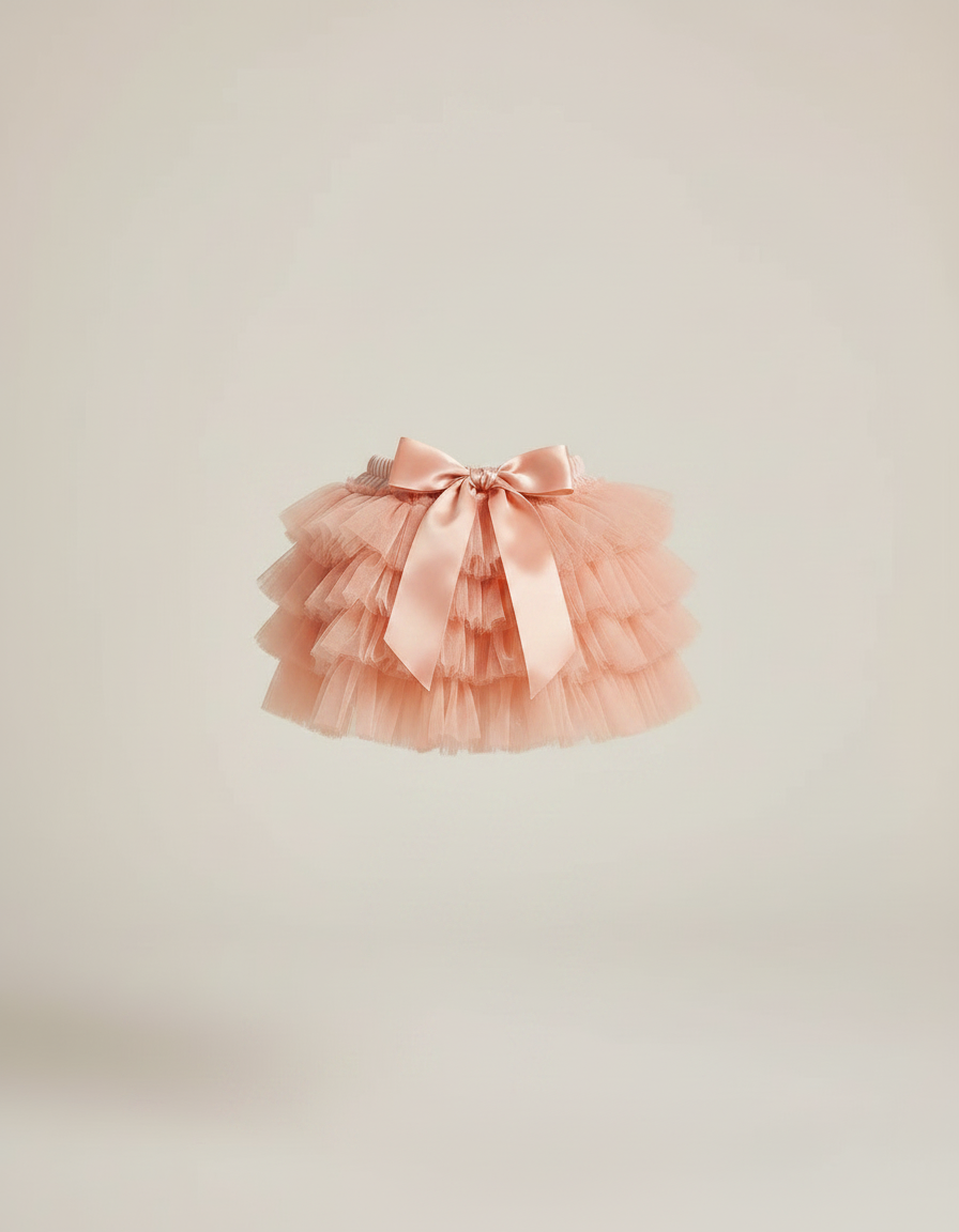 Pantalon Jupe Tulle Rose Volants Nœud Fille - Polyester - vue 2