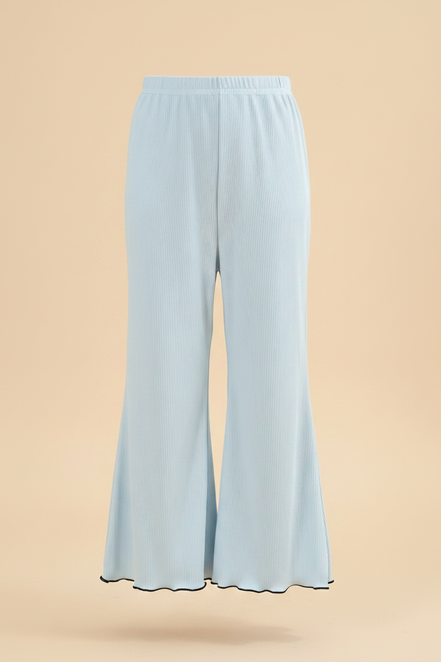 Pantalon Jupe Bleu Côtelé Ample Ondulé Fille - Maille - vue 3