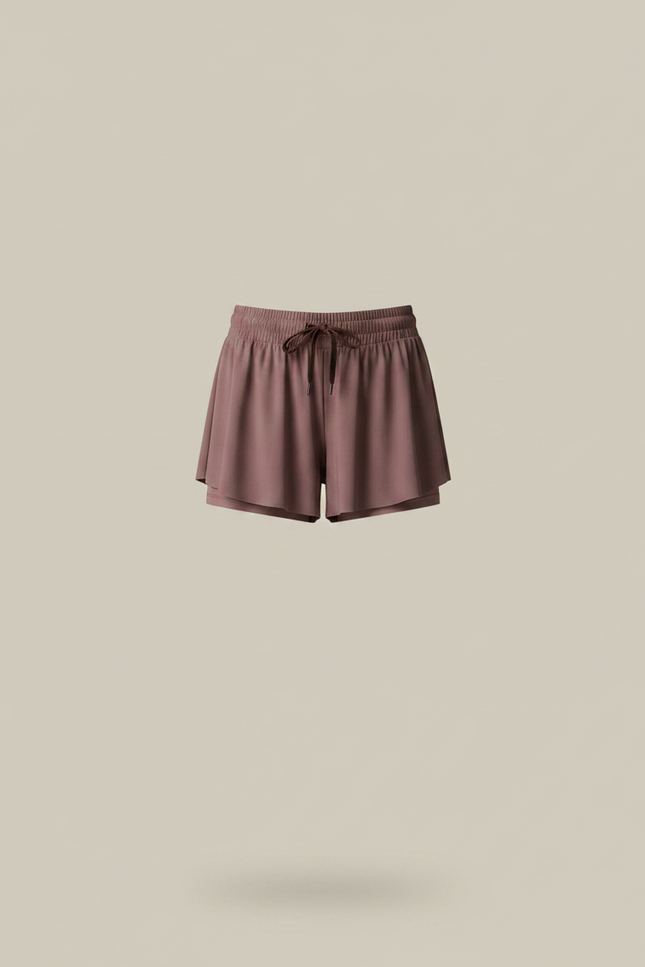 Pantalon Jupe Mauve Fluide Court Sportif Intégré - Violet Polyester - vue 3