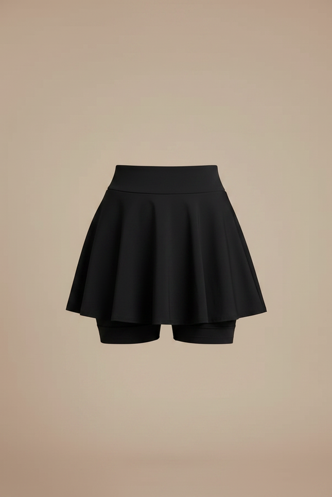 Pantalon Jupe Noir Évasé Court Décontracté Simple - Maille - vue 3