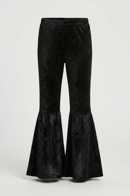 Pantalon Jupe Noir Velours Évasé Volants Fille - vue 3