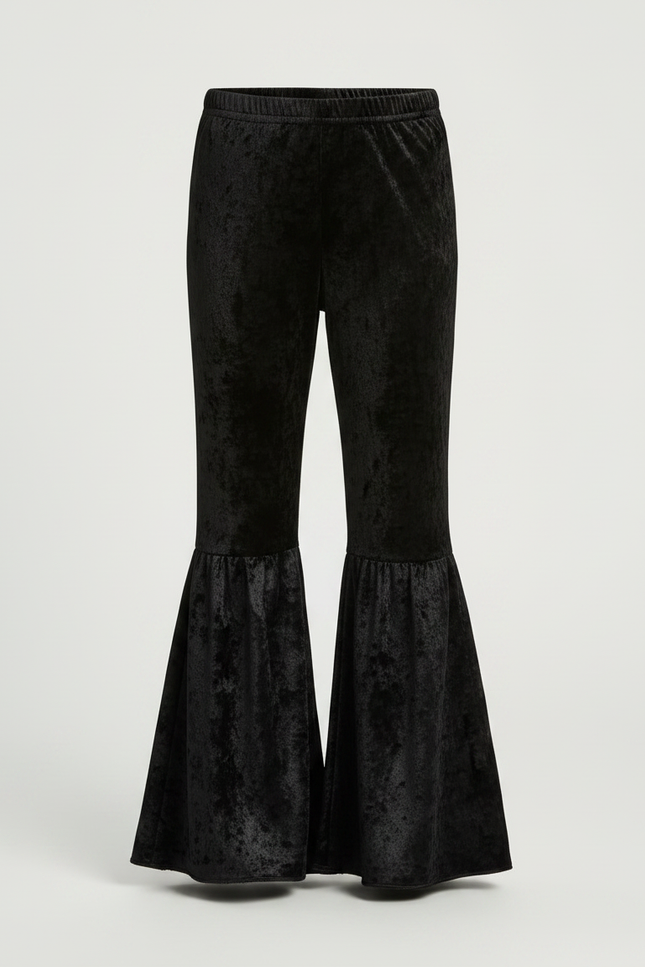 Pantalon Jupe Noir Velours Évasé Volants Fille - vue 3