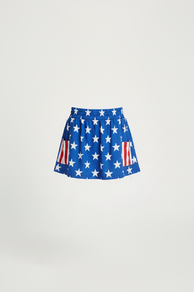 Pantalon Jupe Bleu Étoiles Blanches Américain Coton Enfant - Multicolore - vue 2