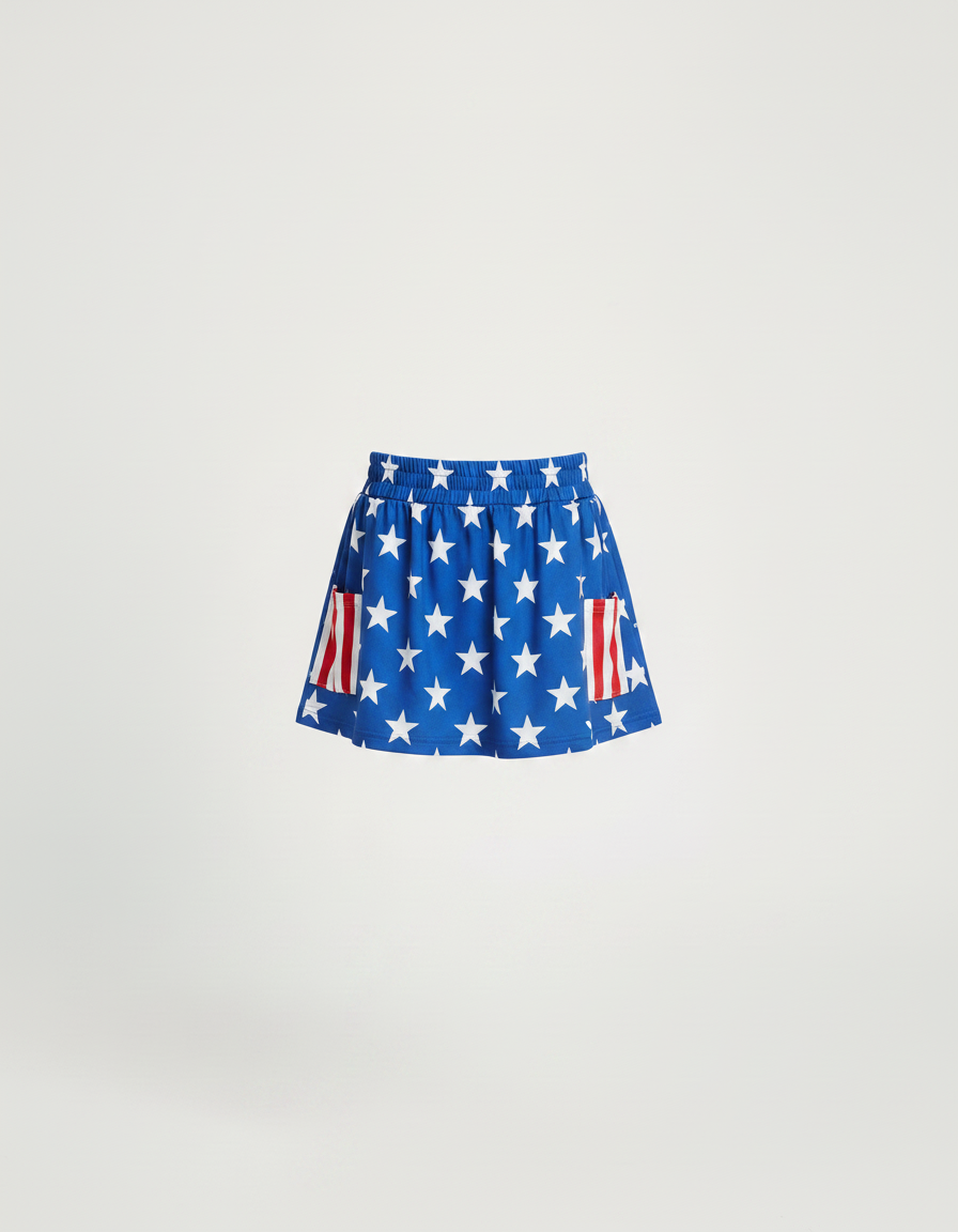 Pantalon Jupe Bleu Étoiles Blanches Américain Coton Enfant - Multicolore - vue 2