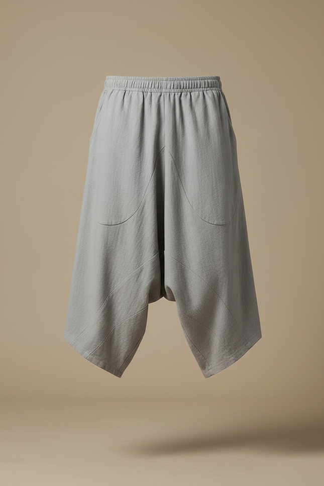 Pantalon Jupe Coton Lin Ample Gris Homme - vue 3