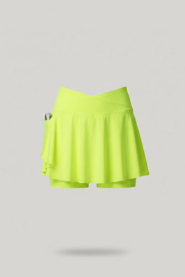 Pantalon Jupe Fluorescent Évasé Sportif Intégré Poches - Vert Polyester - vue 3