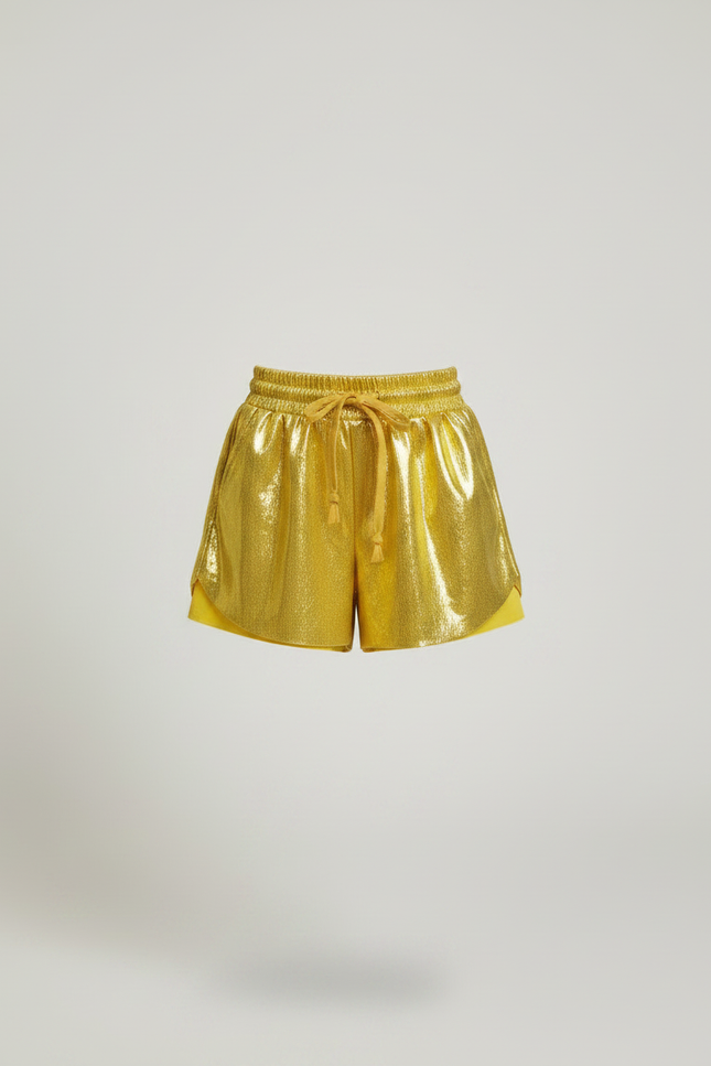 Pantalon Jupe Jaune Métallisé Brillant Enfant - Doré Polyester - vue 3