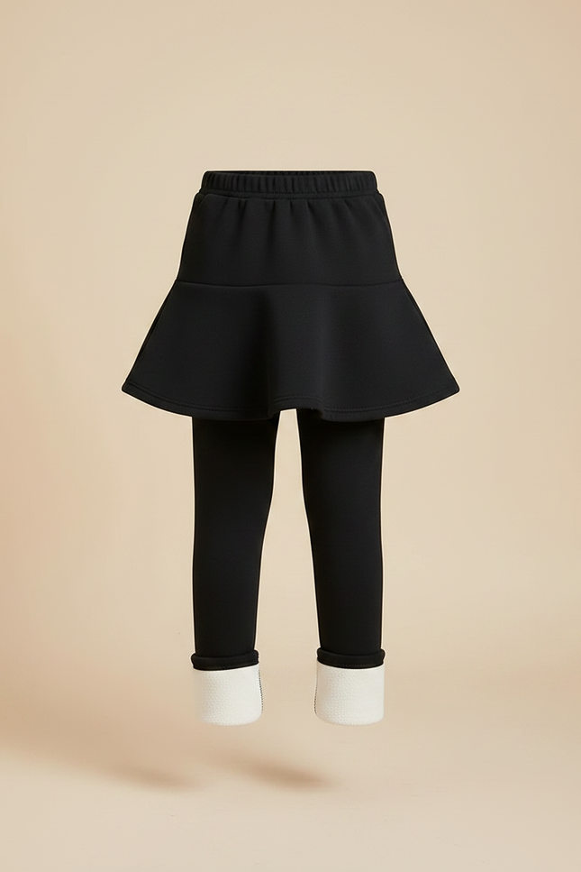Pantalon Jupe Noir Évasé Molletonné Chaud Enfant - vue 3