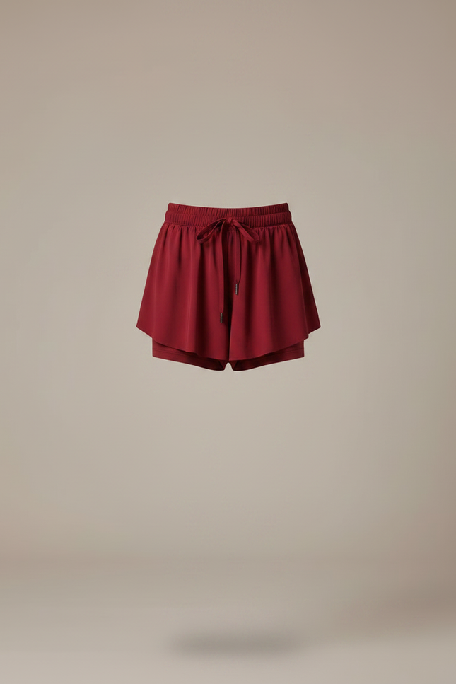 Pantalon Jupe Rouge Fluide Athlétique Confortable Femme - Bordeaux Viscose - vue 3