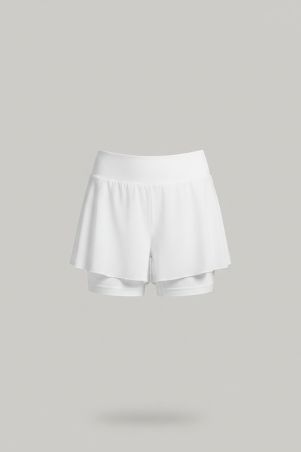Pantalon Jupe Blanc Volants Intégrés Sportif Court - Polyester - vue 3