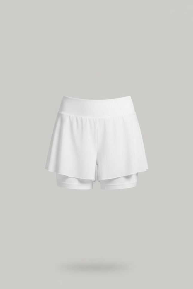 Pantalon Jupe Blanc Volants Intégrés Sportif Court - Polyester - vue 3