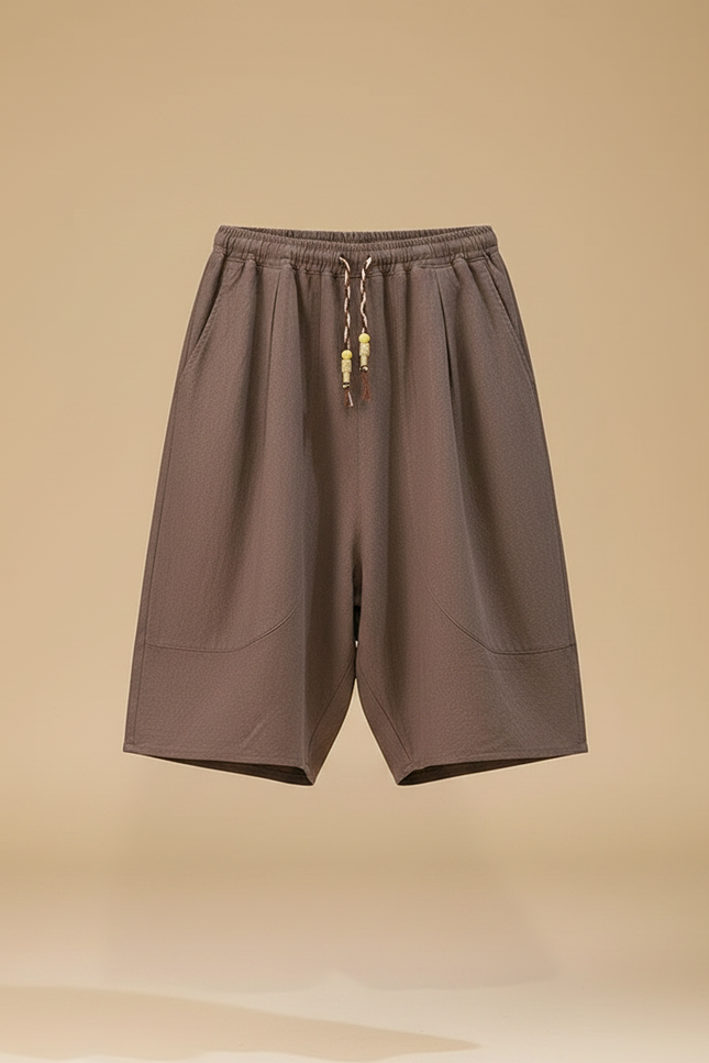 Pantalon Jupe Marron Coton Lin Ample Homme - vue 3