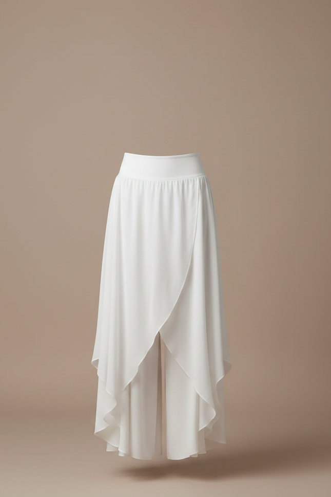 Pantalon Jupe Blanc Fluide Ample Irrégulier Élégant - Viscose - vue 3