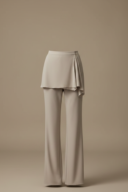 Pantalon Jupe Beige Drapé Fluide Élégant Moderne - Polyester - vue 3