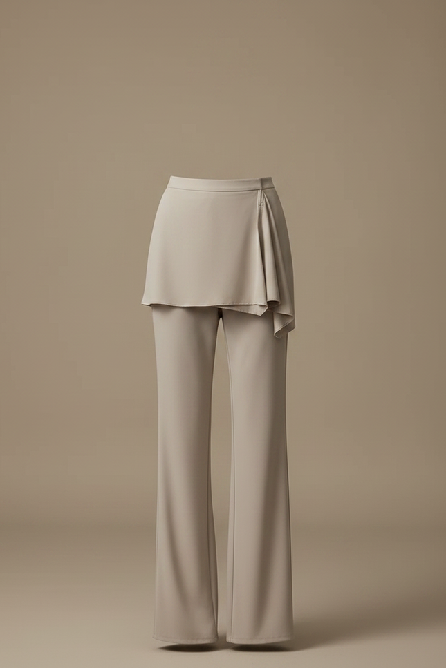 Pantalon Jupe Beige Drapé Fluide Élégant Moderne - Polyester - vue 3