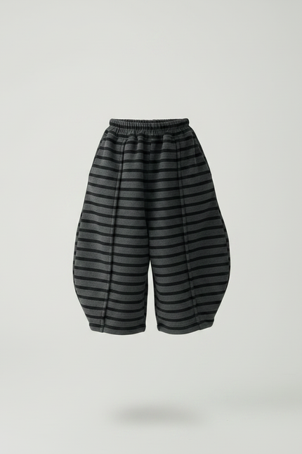 Pantalon Jupe Rayé Molleton Ample Hiver Enfant - Gris - vue 3