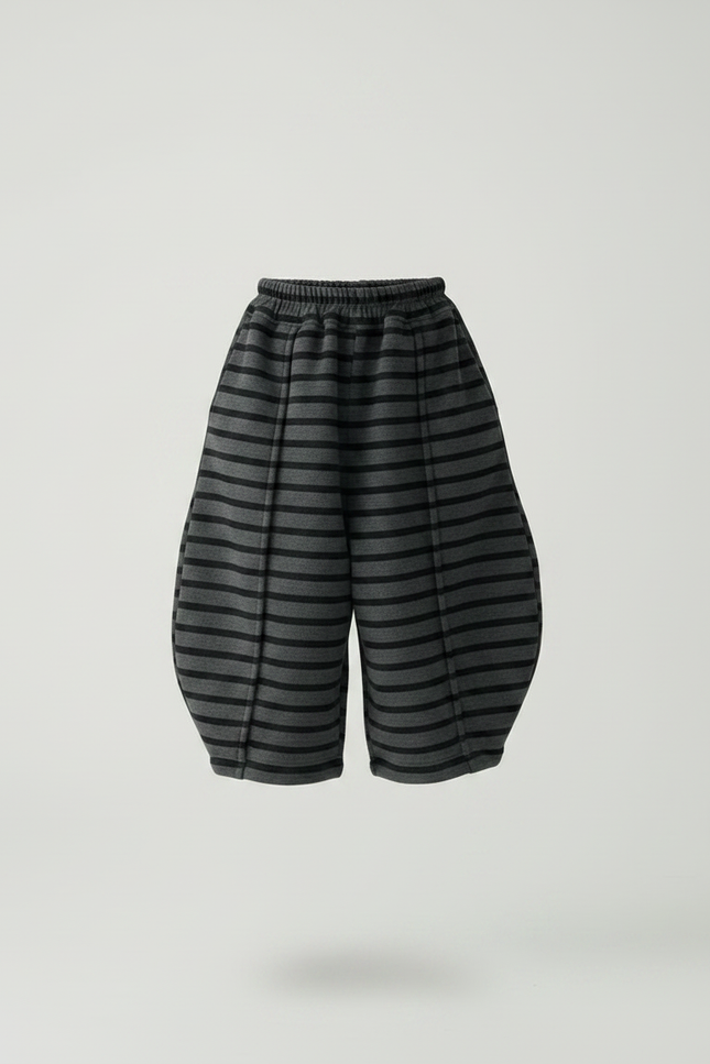 Pantalon Jupe Rayé Molleton Ample Hiver Enfant - Gris - vue 3