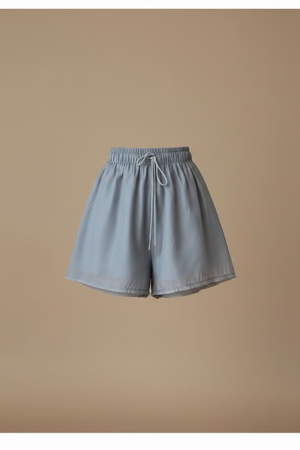 Pantalon Jupe Gris Fluide Chiffon Ample Cordon - Polyester - vue 3