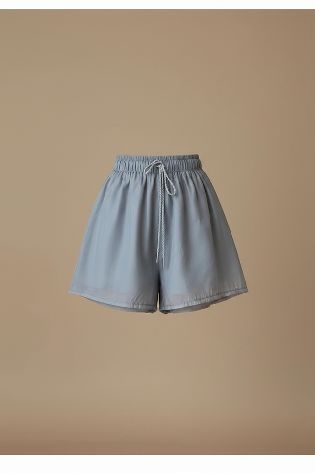 Pantalon Jupe Gris Fluide Chiffon Ample Cordon - Polyester - vue 3