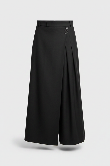 Pantalon Jupe Homme Noir Plissé Ample Moderne - Polyester - vue 3