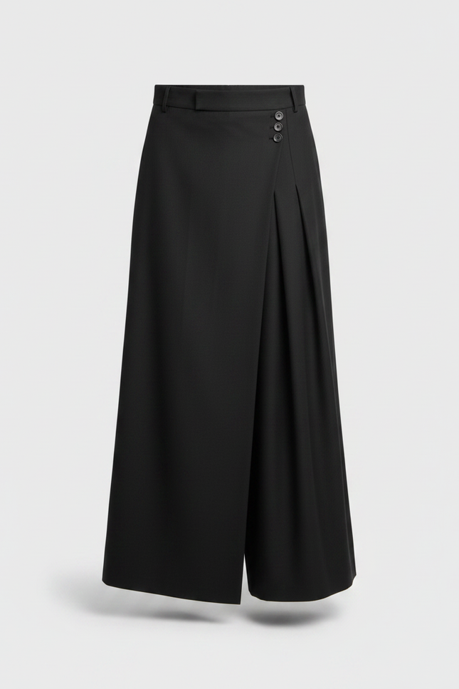 Pantalon Jupe Homme Noir Plissé Ample Moderne - Polyester - vue 3