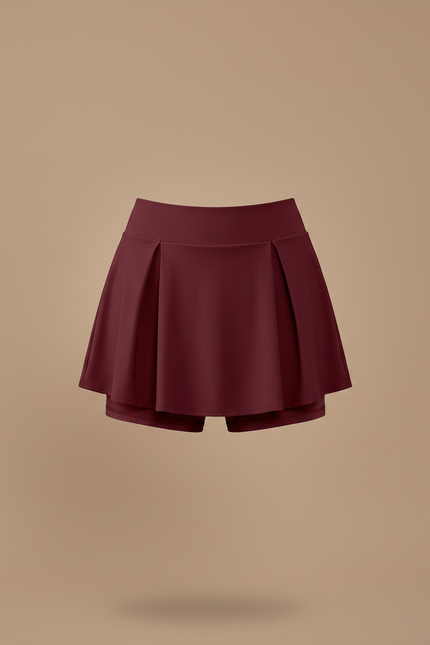 Pantalon Jupe Bordeaux Plissé Évasé Court Chic - Polyester - vue 3