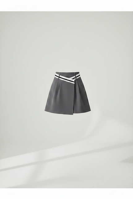 Pantalon Jupe Gris Plissé Irrégulier Décontracté Femme - Polyester - vue 3