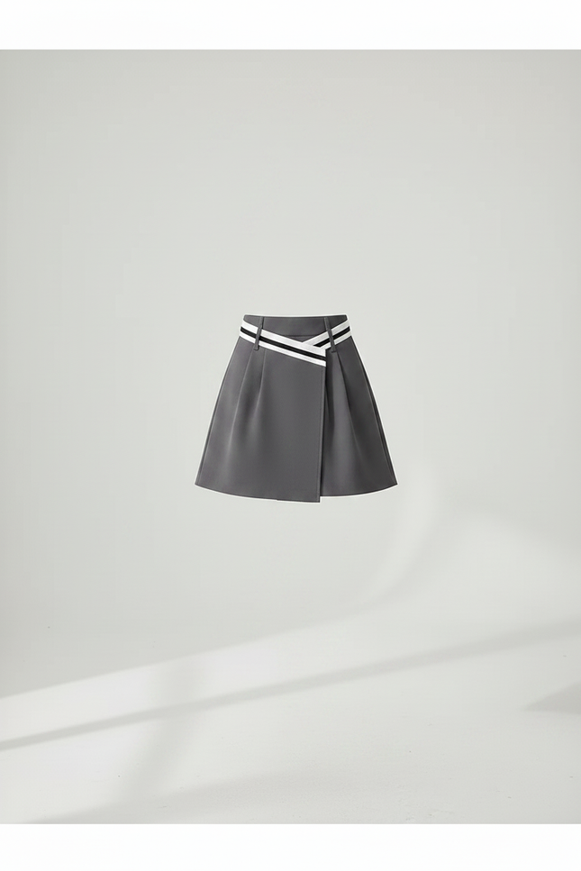 Pantalon Jupe Gris Plissé Irrégulier Décontracté Femme - Polyester - vue 3