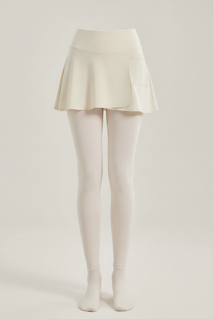 Pantalon Jupe Crème Intégré Sportif Stretch Léger - Beige Polyester - vue 3