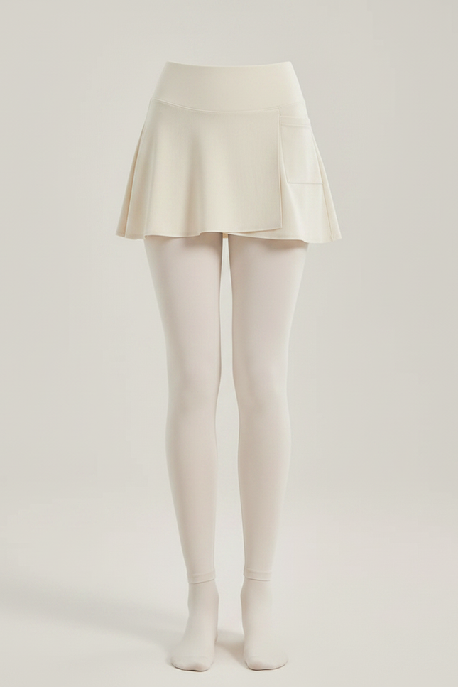 Pantalon Jupe Crème Intégré Sportif Stretch Léger - Beige Polyester - vue 3