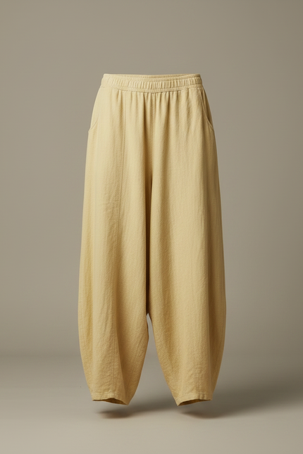 Pantalon Jupe Jaune Lin Ample Fluide Confortable - vue 3