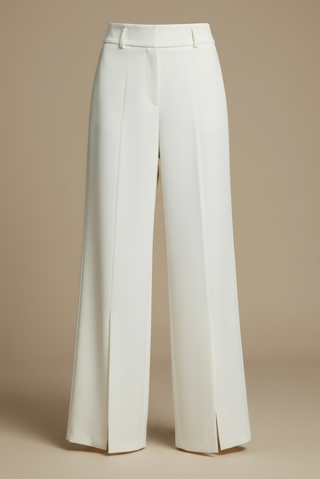 Pantalon Jupe Blanc Superposé Fendu Élégant Fluide - Polyester - vue 3